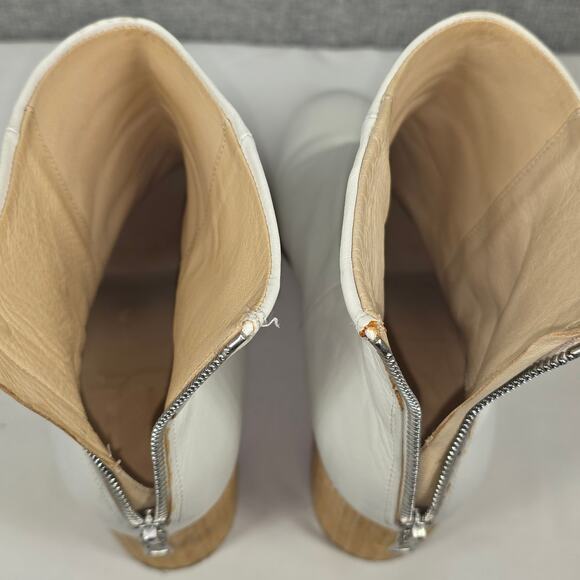 RAG & BONE DREA WHITE LEATHER BOOT – WICKER HEEL – WOMEN’S US 9 – MADE IN ITALY - Picture 9 of 13